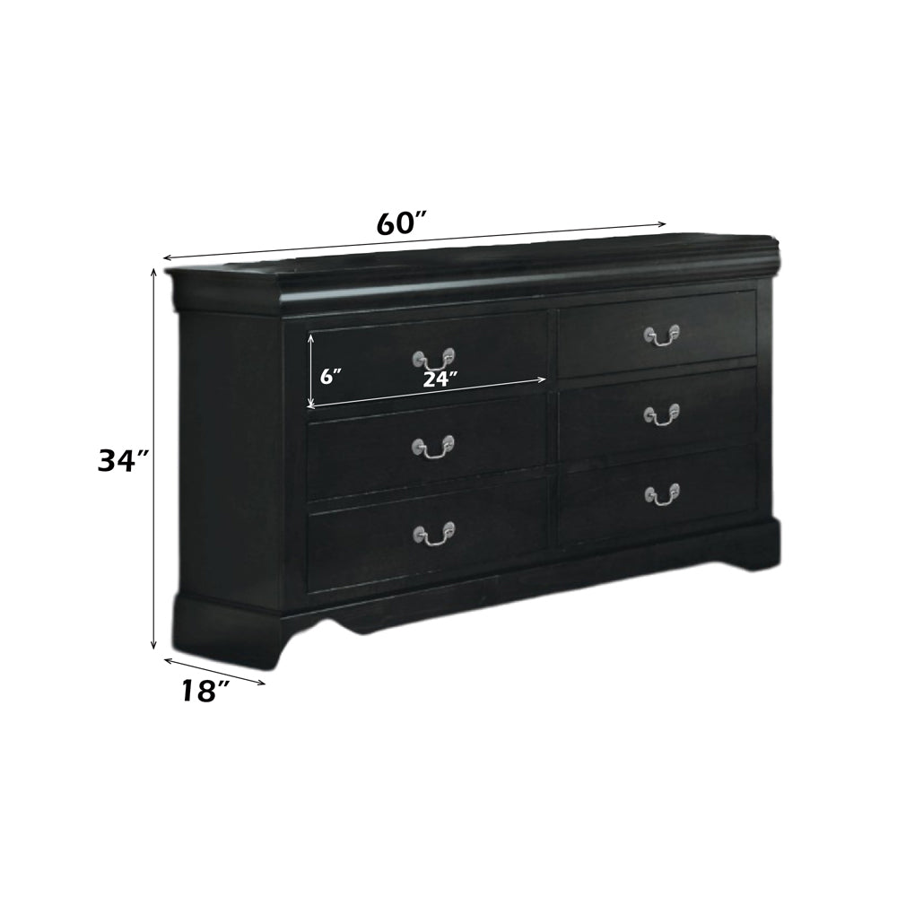 Louis Philippe III Dresser in Black - dimensions