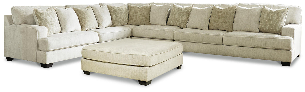 Rawcliffe 4-Piece Sectional with Ottoman - Parchment (2)