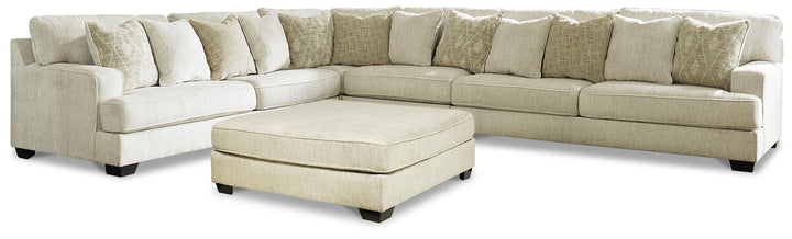 Rawcliffe 4-Piece Sectional with Ottoman - Parchment (2)