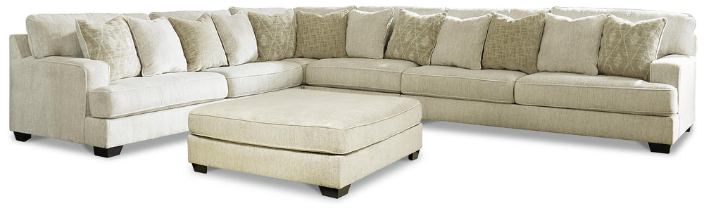 Rawcliffe 4-Piece Sectional with Ottoman - Parchment (2)
