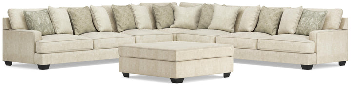 Rawcliffe 5-Piece Sectional and Oversized Ottoman - Parchment (1)