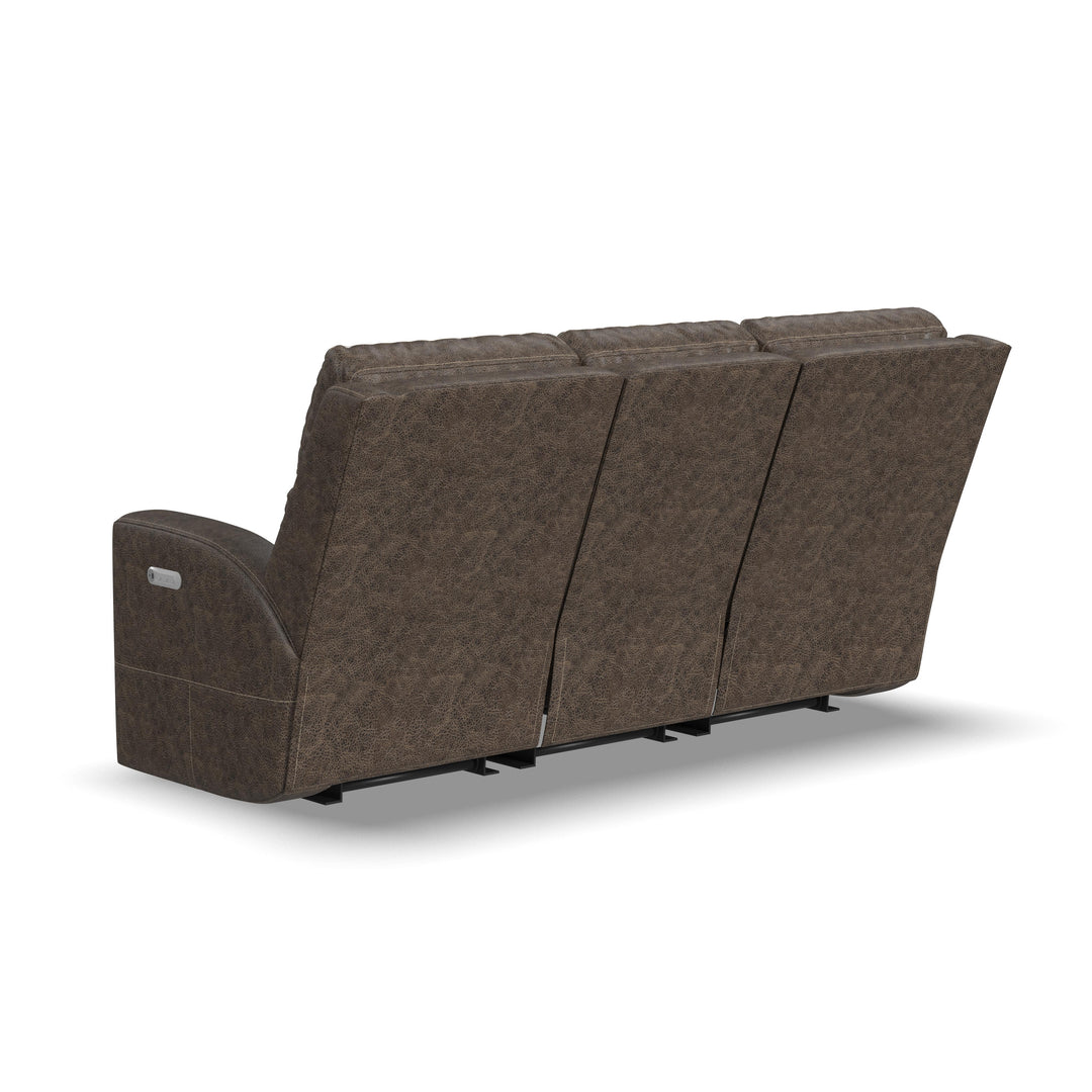 Flexsteel B3805-62L Score  Power Reclining Sofa With Power Headrests & Lumbar  Brown