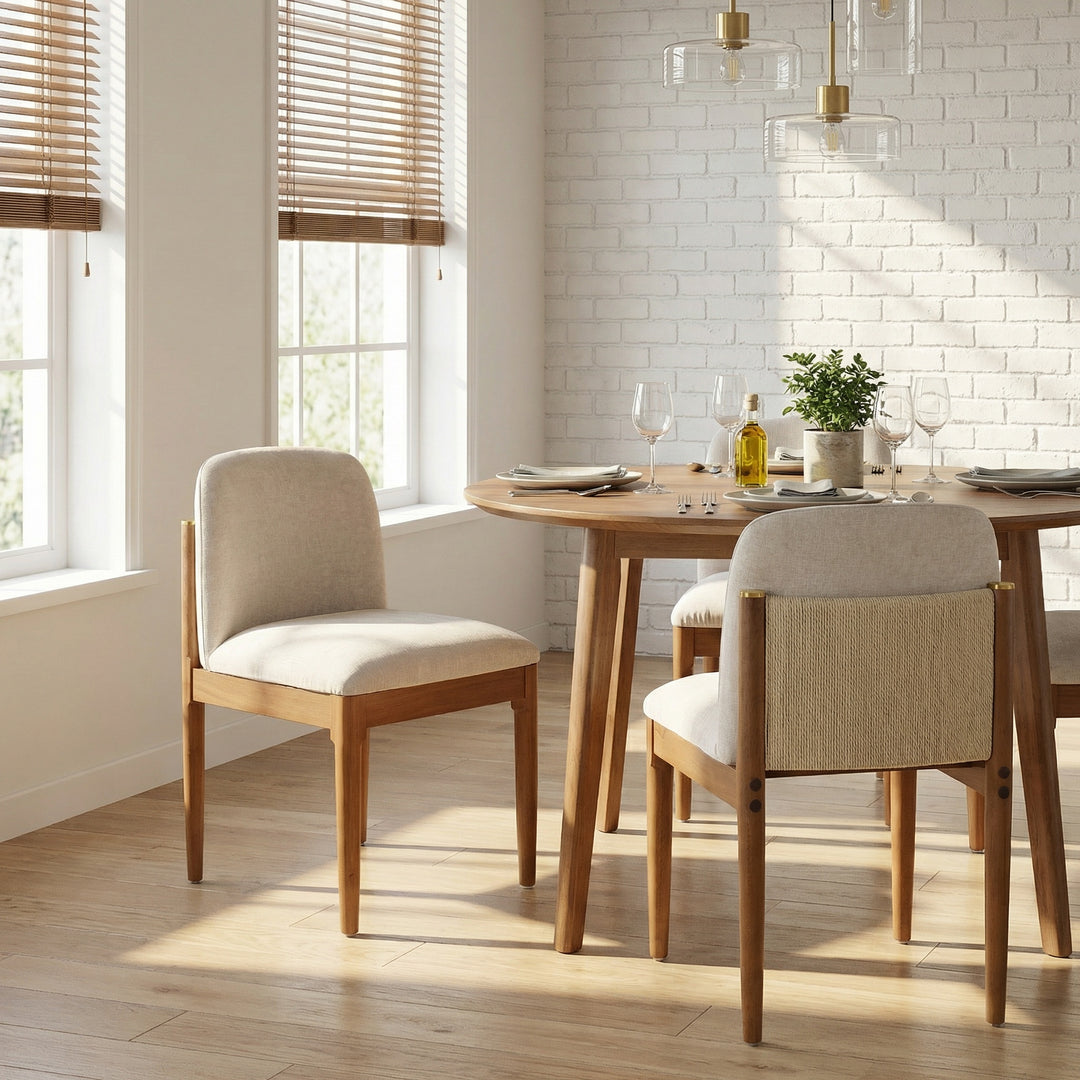 Rope Back Rubberwood Dining Chair – Walnut (Set of 2)
