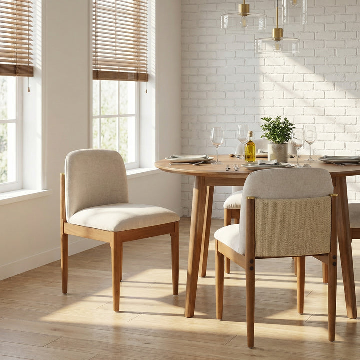 Rope Back Rubberwood Dining Chair – Walnut (Set of 2)