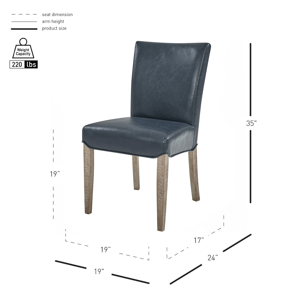 Beverly Hills Bonded Leather Dining Side Chair Drift Wood Legs - Vintage Blue - view 2