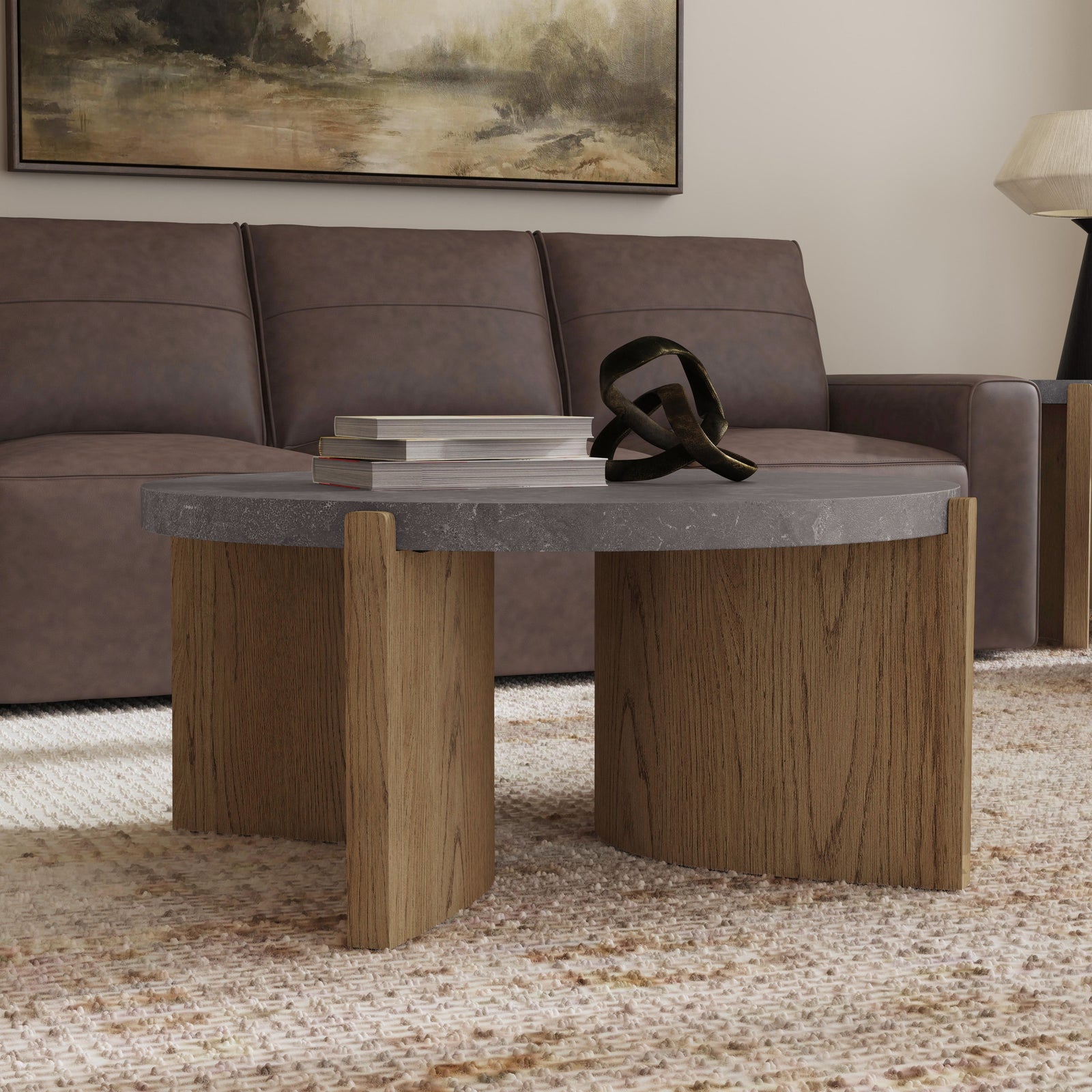 Eclipse Round Coffee Table Light Brown / Dark Gray