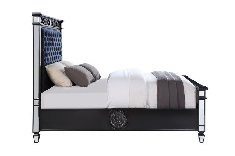 varian-ii-queen-bed-mirrored-dark-navy-blue-velvet-black-sliver