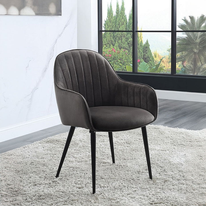 Caspian - Side Chair Set of 2) - Dark Gray Fabric & Black