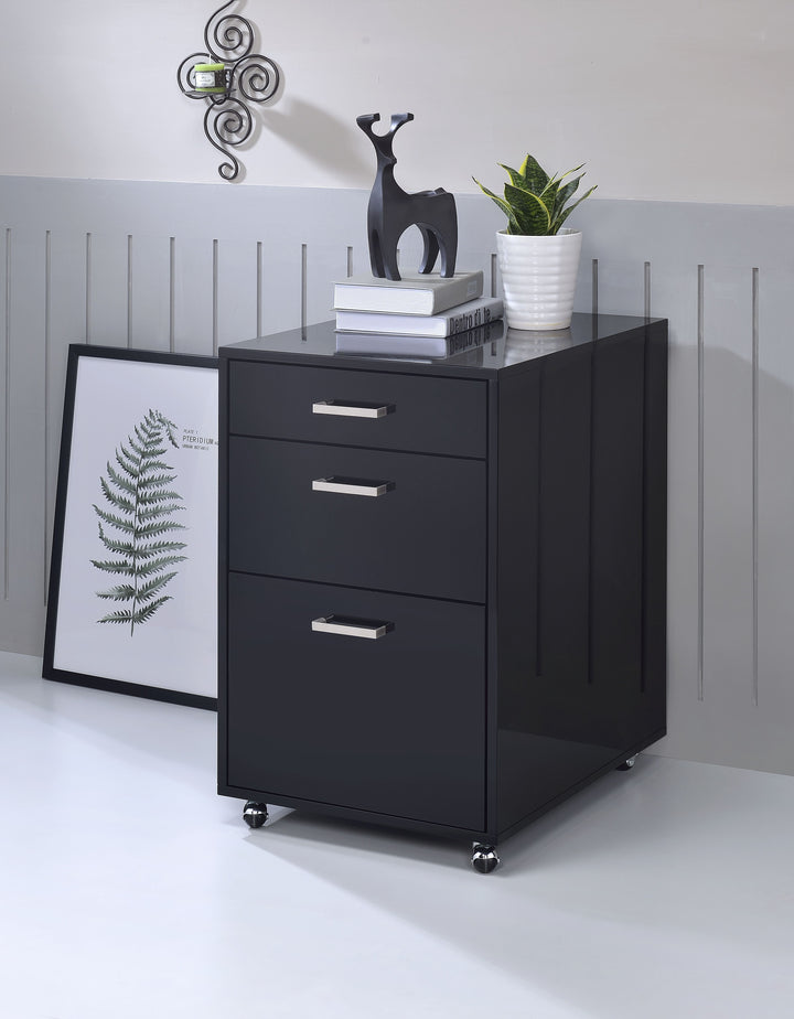 Coleen - High Gloss Cabinet - Black / Chrome
