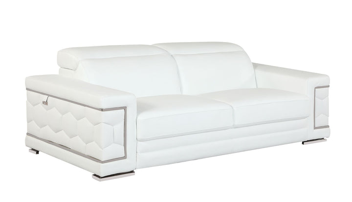 DivanItalia 692 Sofa with Adjustable Headrest in Top-Grain Italian Leather - White