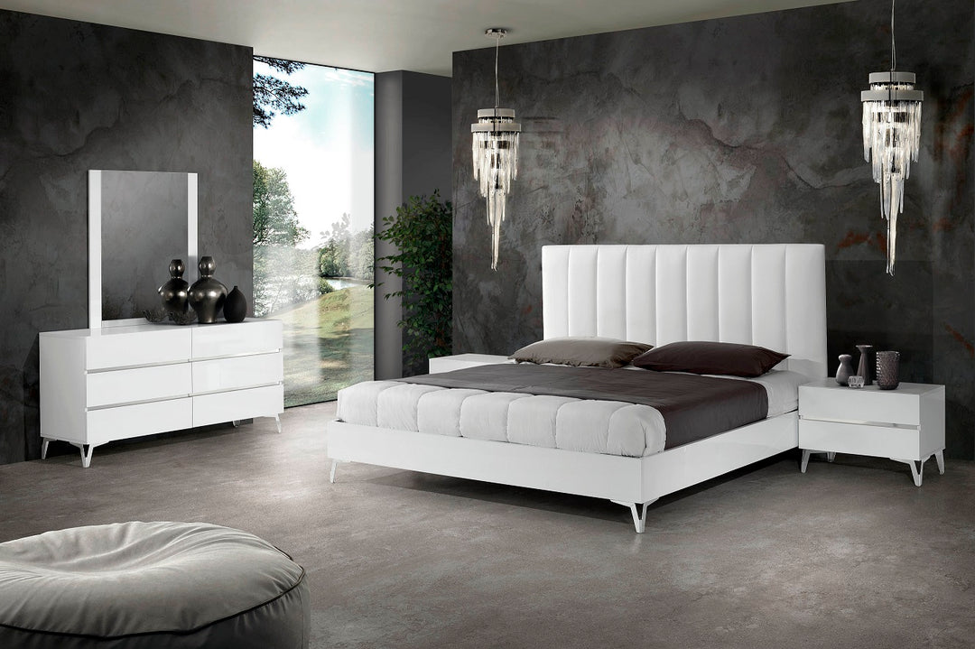 Angela - Italian Modern White Eco Leather Bed