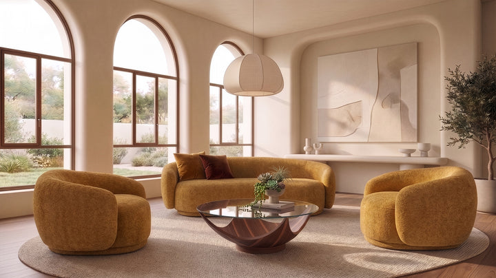 Andrew - Modern Orange Fabric Swivel Accent Chair