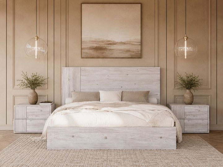 Asus - Italian Modern White Washed Oak Nightstand