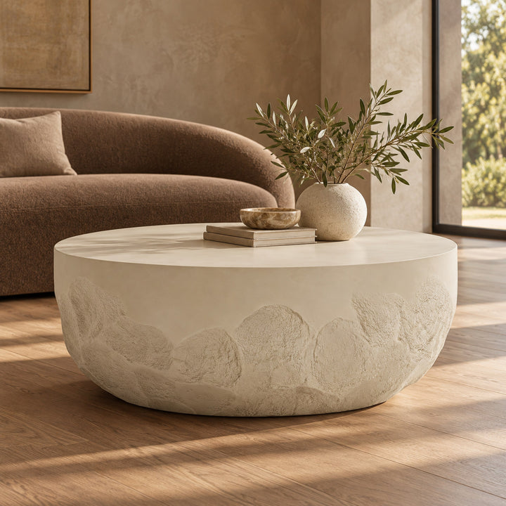 Elgon - Modern Grey Concrete Round Coffee Table