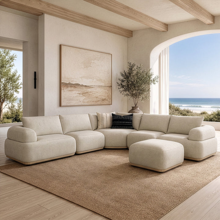 Evans - Contemporary Off-White Fabric Modular Sectional Sofa