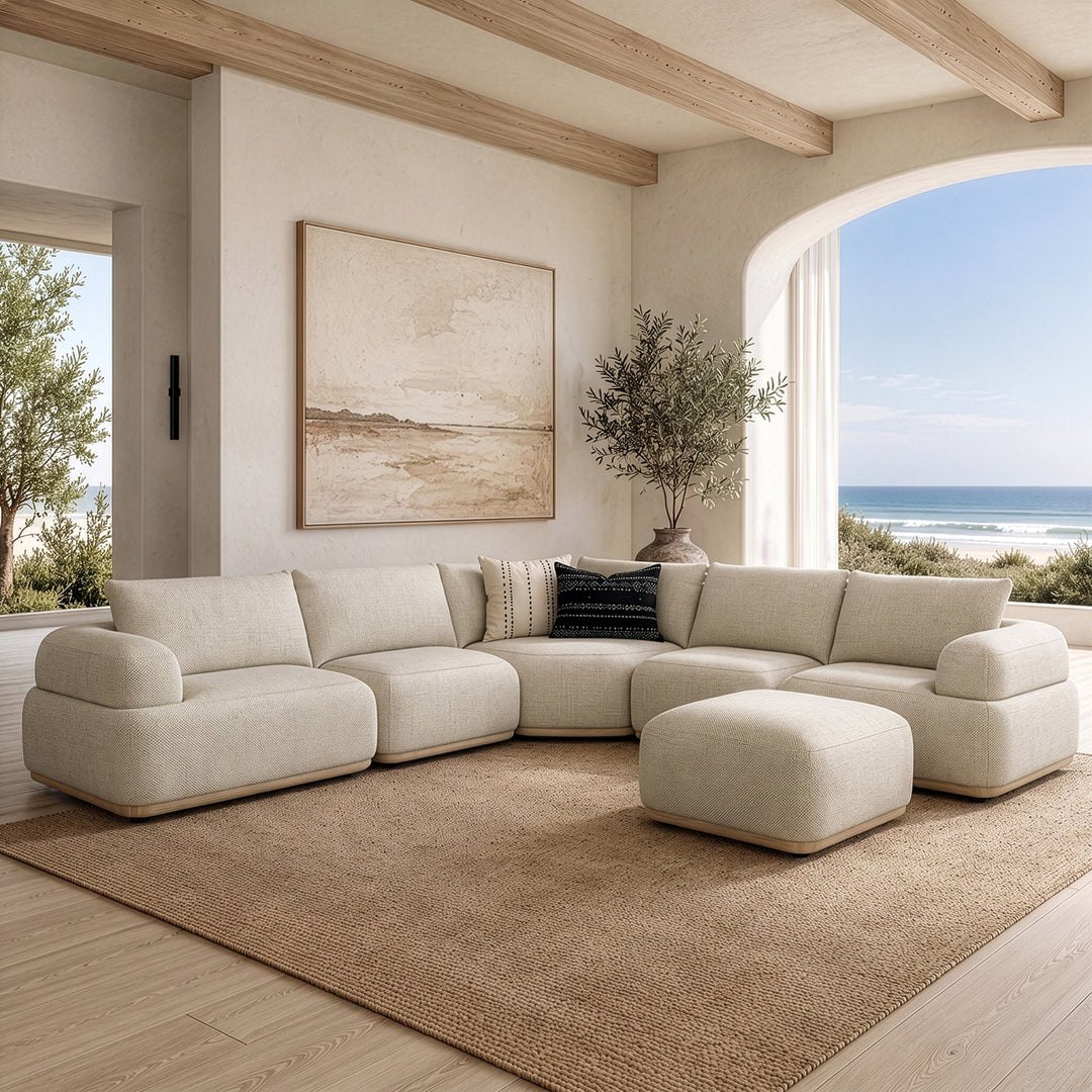 Evans - Contemporary Off-White Fabric Modular Sectional Sofa