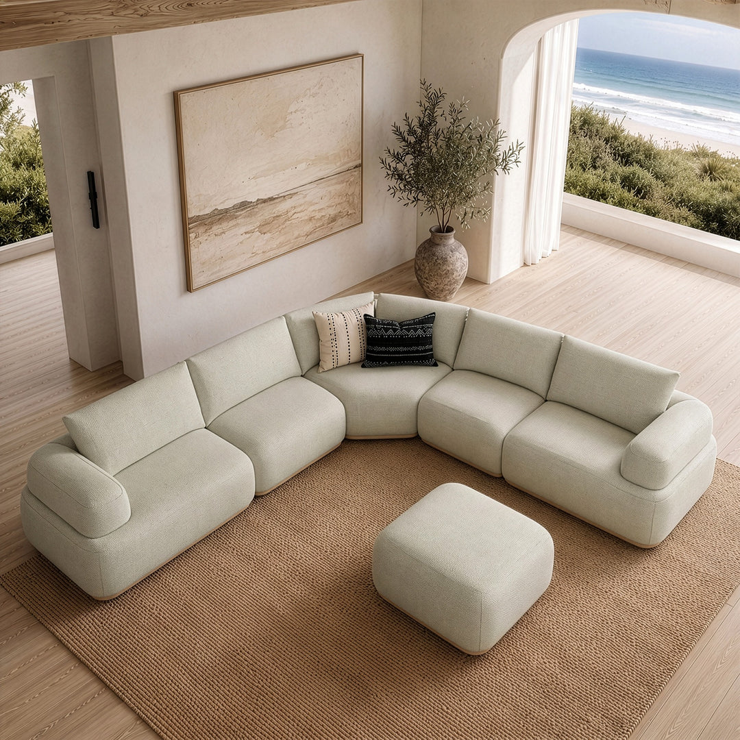Evans - Contemporary Off-White Fabric Modular Sectional Sofa