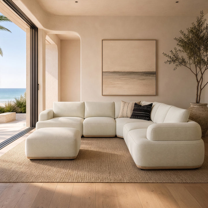Evans - Contemporary Off-White Fabric Modular Sectional Sofa