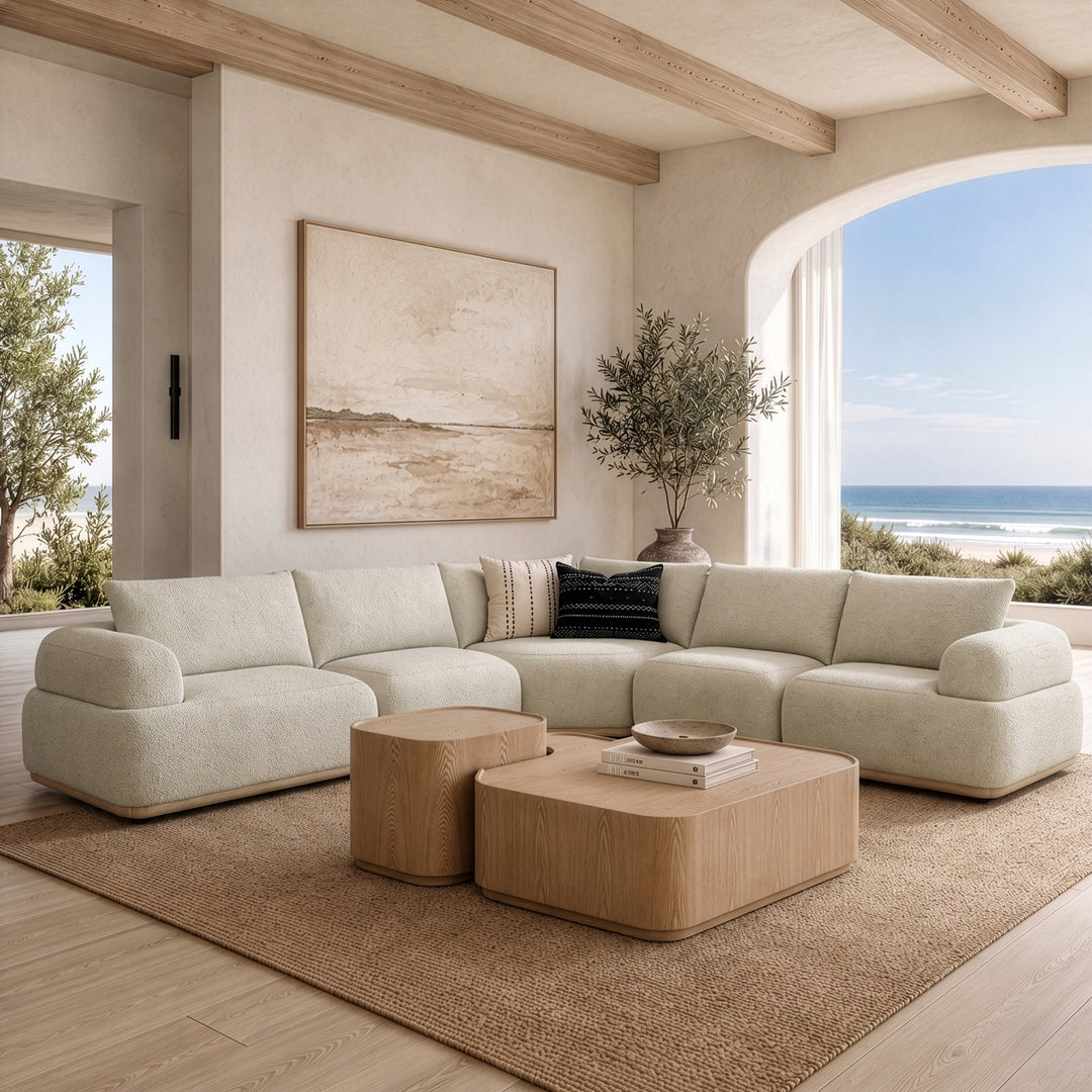 Evans - Contemporary Off-White Fabric Modular Sectional Sofa