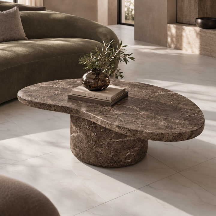 Kazbek - Modern Faux Marble Concrete Coffee Table