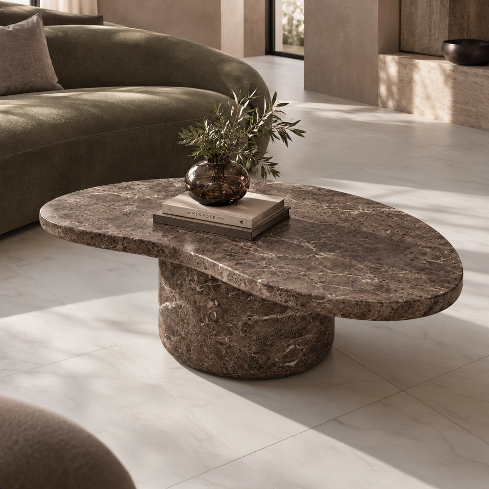 Kazbek - Modern Faux Marble Concrete Coffee Table