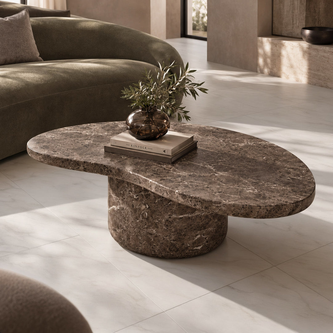 Kazbek - Modern Faux Marble Concrete Coffee Table