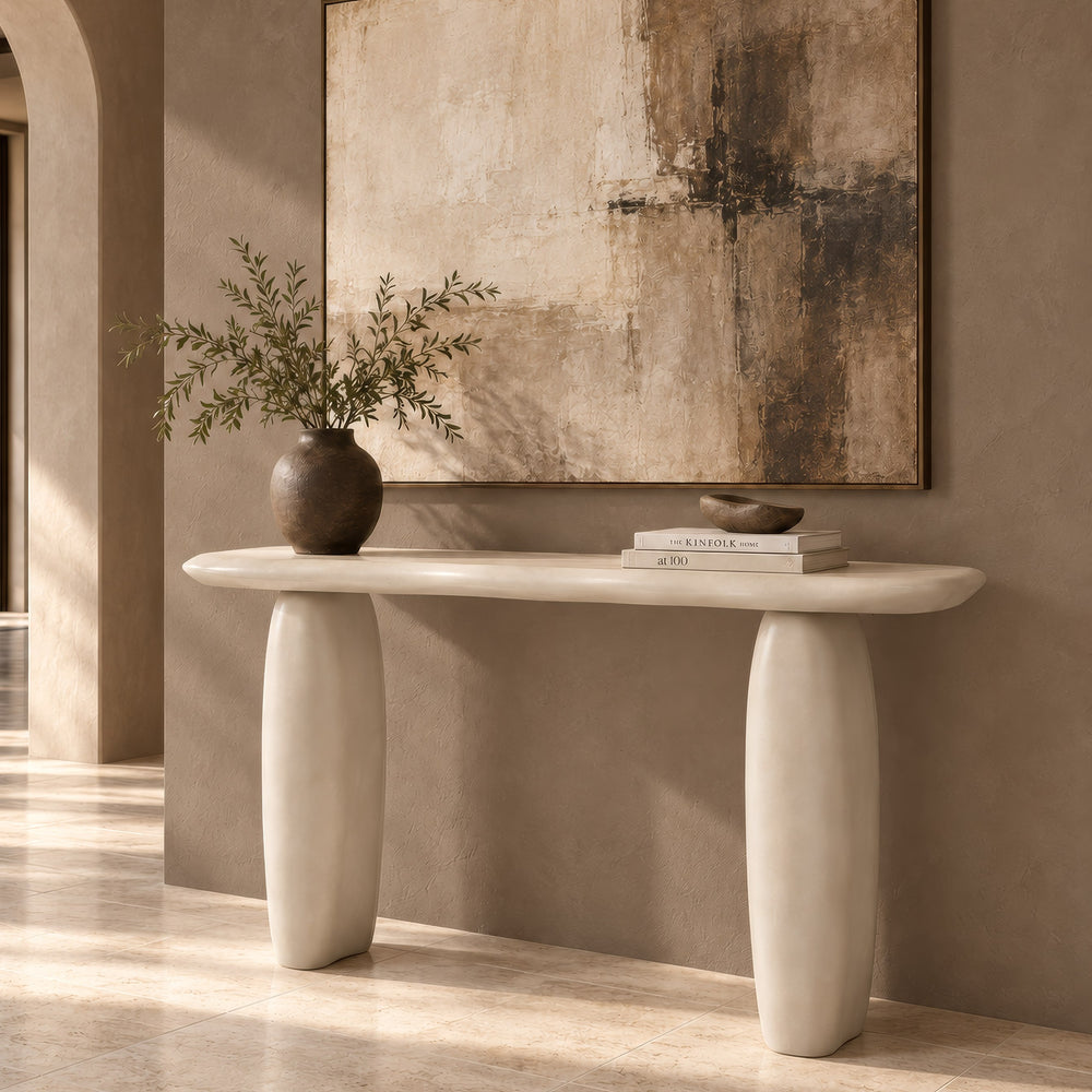 Slone - Modern Beige Concrete Console Table