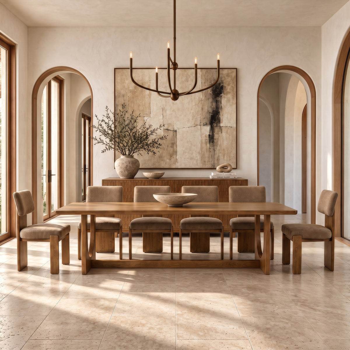 Solis - Modern Walnut 9-Piece Dining Set