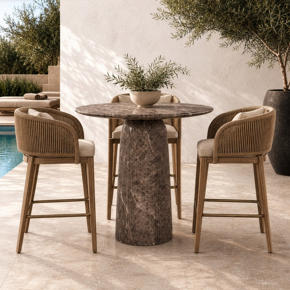 Tabor - Modern Faux Marble Concrete Counter Bar Table