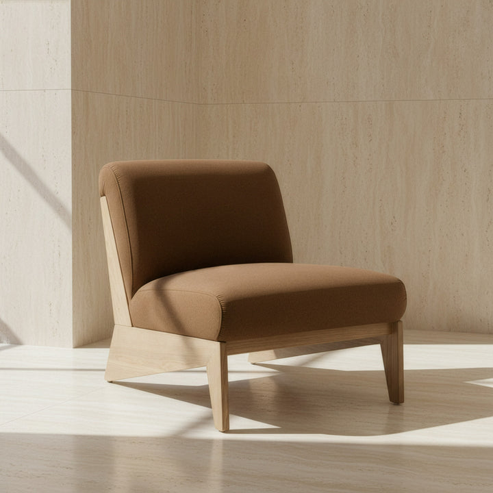 Vance - Modern Brown Fabric + Wood Accent Chair