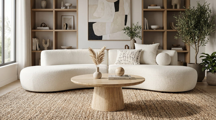 Velma - Modern Travertine Marble Coffee Table