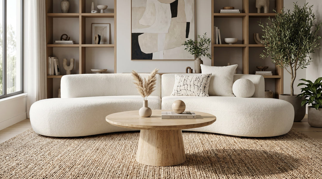 Velma - Modern Travertine Marble Coffee Table