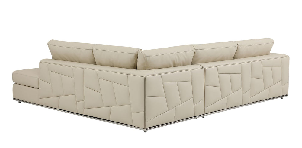 DivanItalia 998 Right Arm Facing Sectional in Top-Grain Italian Leather - Beige