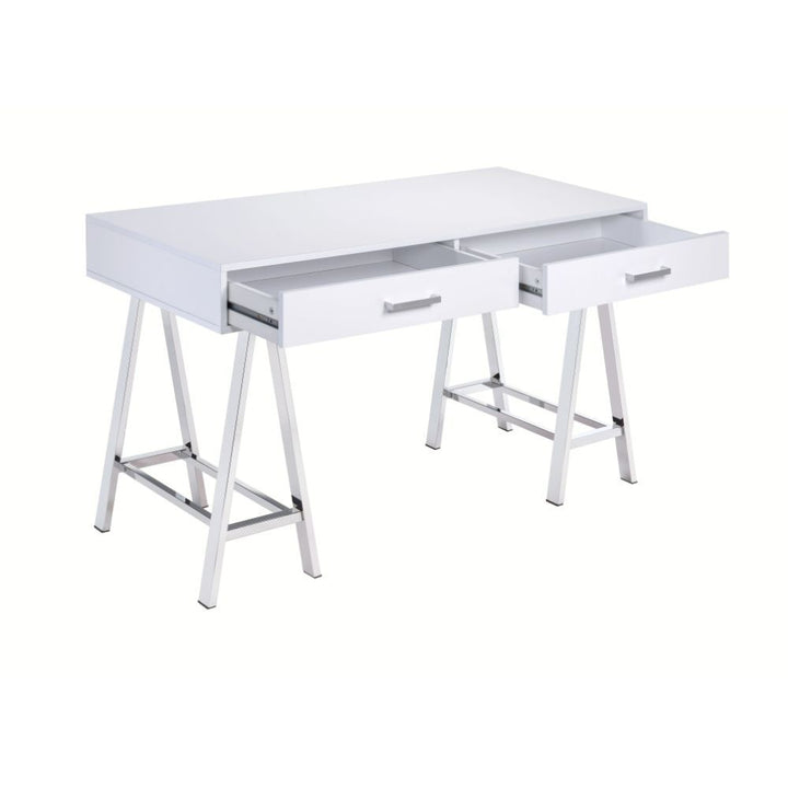 Coleen - Writing Desk Same Ac00901) - White High Gloss & Chrome