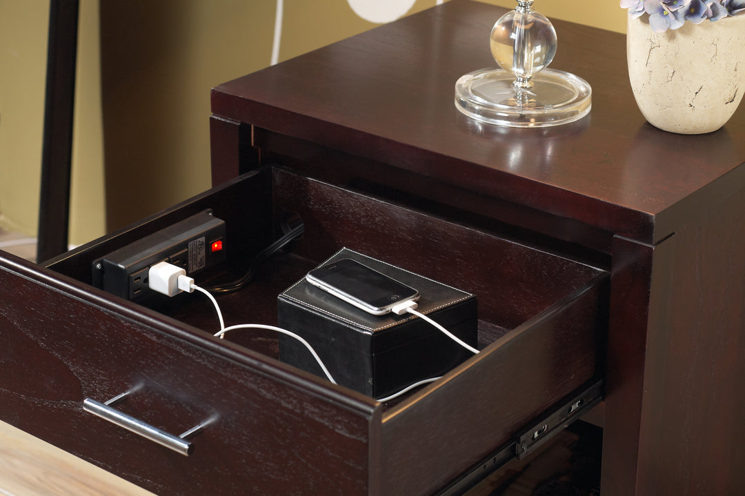 Modus Furniture Nv2381P Nevis Charging Station Nightstand In Espresso