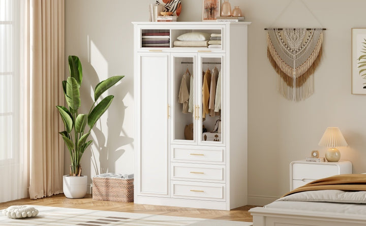 Contemporary LED wardrobe with versatile storage system