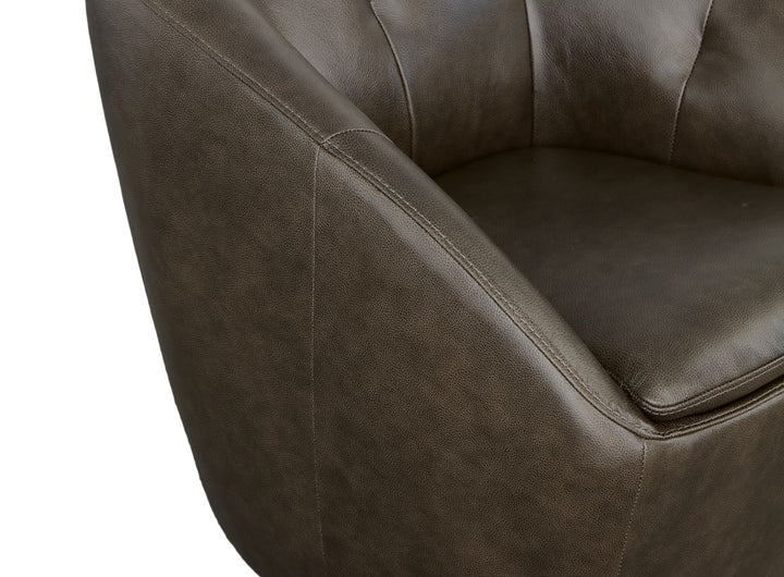 Wade Leather Swivel Chair in Carob