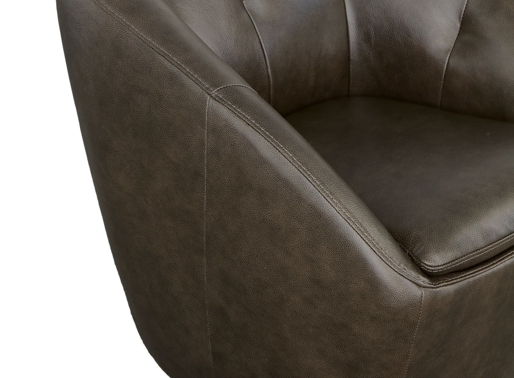 Wade Leather Swivel Chair in Carob