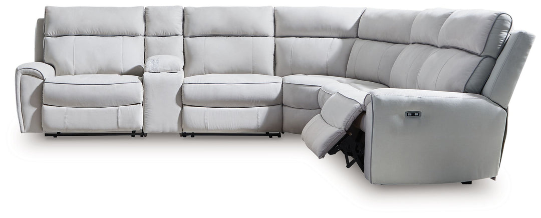 Social Pointe - 6-Piece Power Reclining Sectional - Pearl / Ash by Ashley Furniture product image