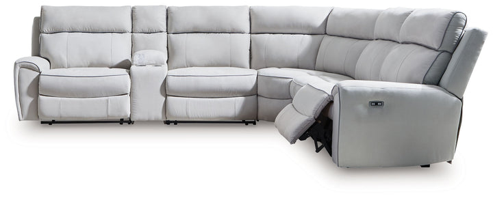 Social Pointe - 6-Piece Power Reclining Sectional - Pearl / Ash by Ashley Furniture product image