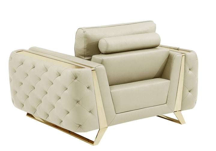 DivanItalia 1050 Chair in Top-Grain Italian Leather - Beige