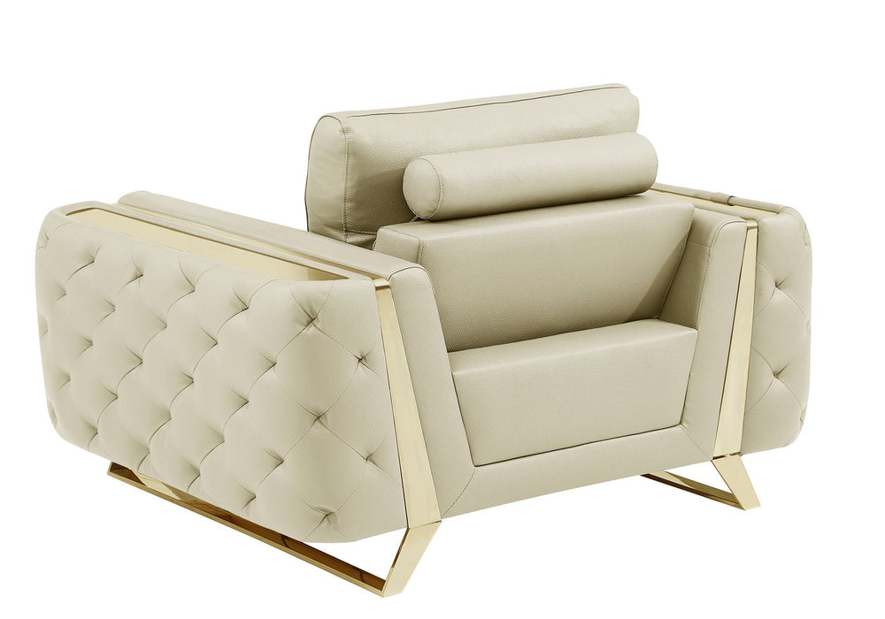DivanItalia 1050 Chair in Top-Grain Italian Leather - Beige