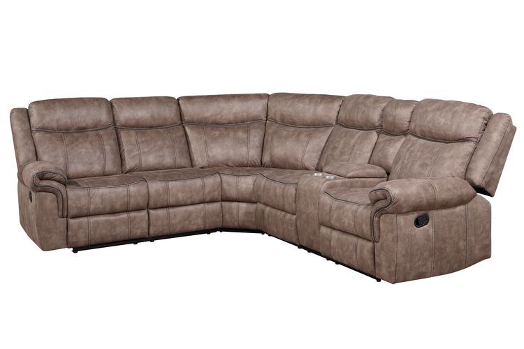 Dollum - Motion Sectional Sofa - Two Tone Chocolate Velvet