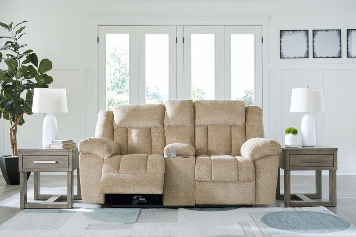 Tip-off - Power Reclining Loveseat With Console / Adj Headrest - Wheat