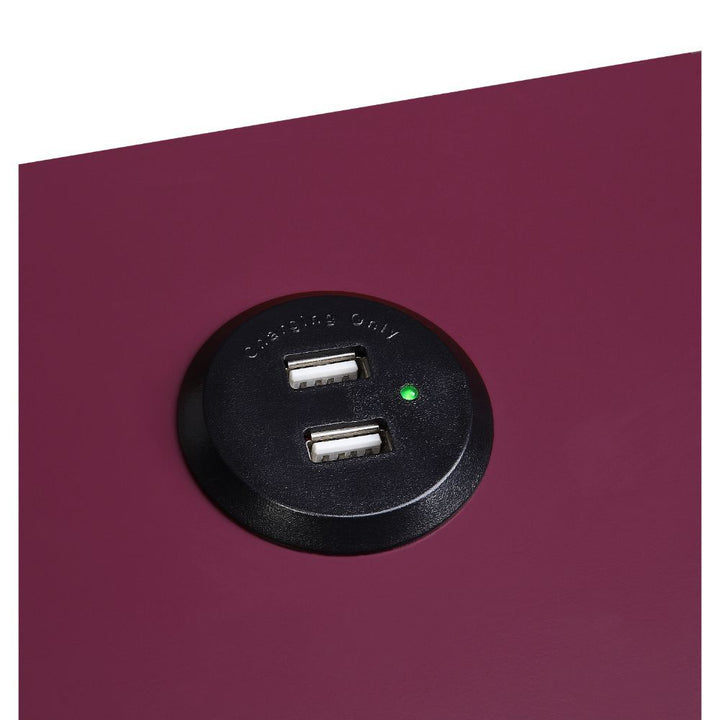 Fierce - Accent Table With USB - Burgundy & Black