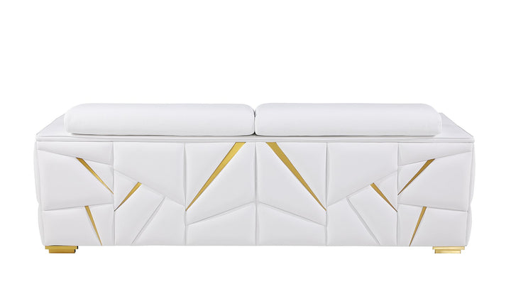 DivanItalia 1120 Sofa with Adjustable Headrest in Top-Grain Italian Leather - White