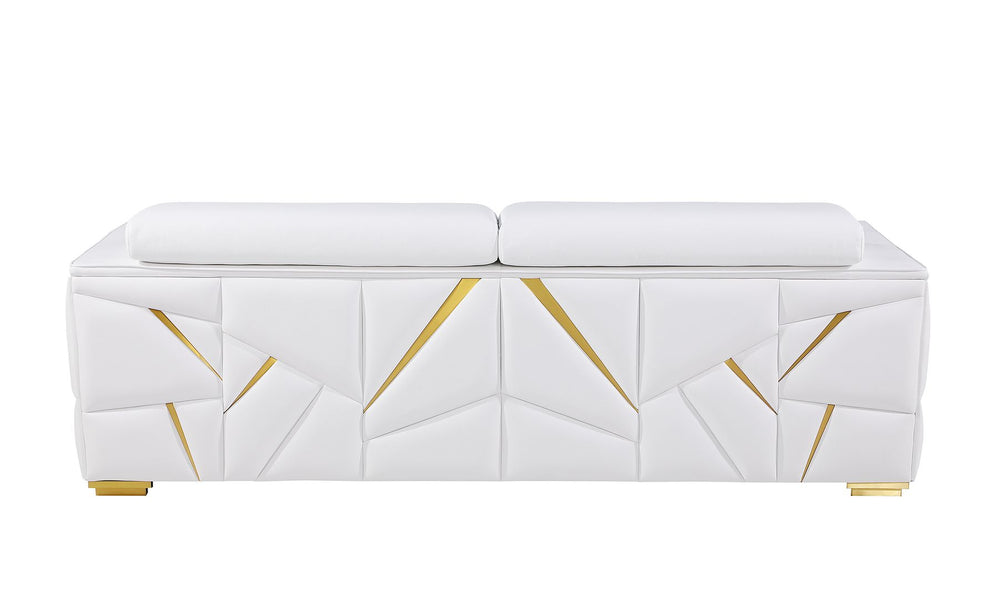 DivanItalia 1120 Sofa with Adjustable Headrest in Top-Grain Italian Leather - White