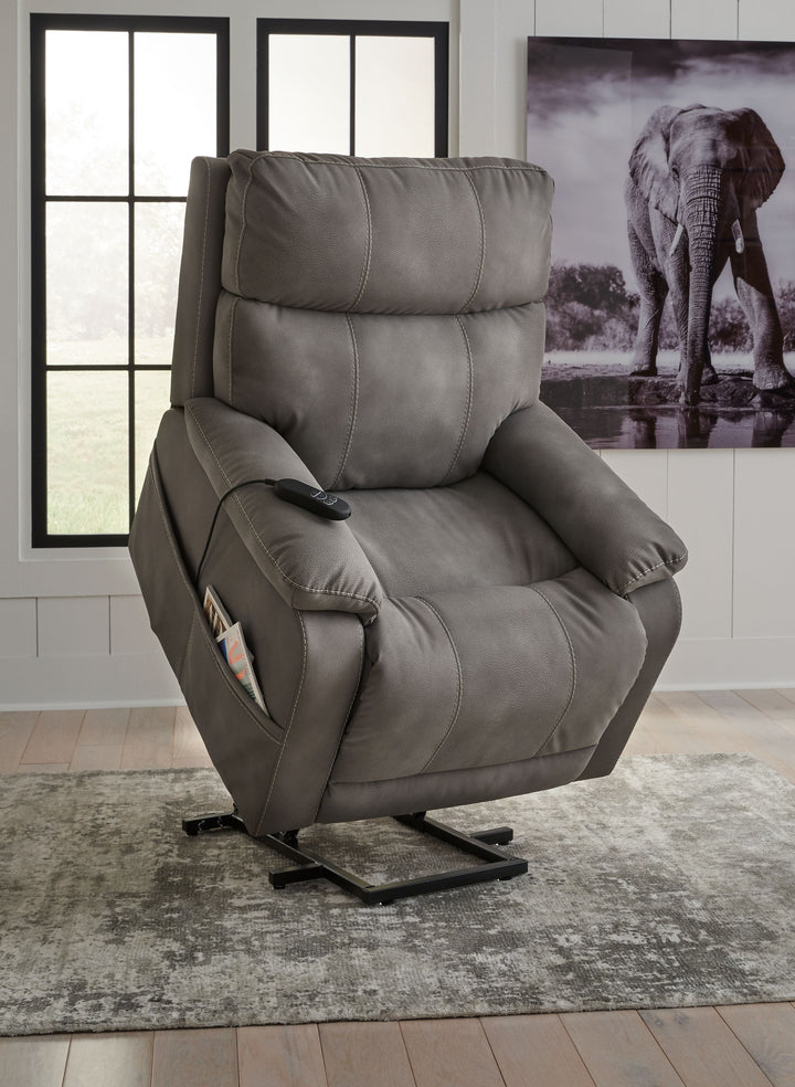 Next-Gen Durapella Power Lift Recliner with Dual Motors & Faux Leather Upholstery - Gray