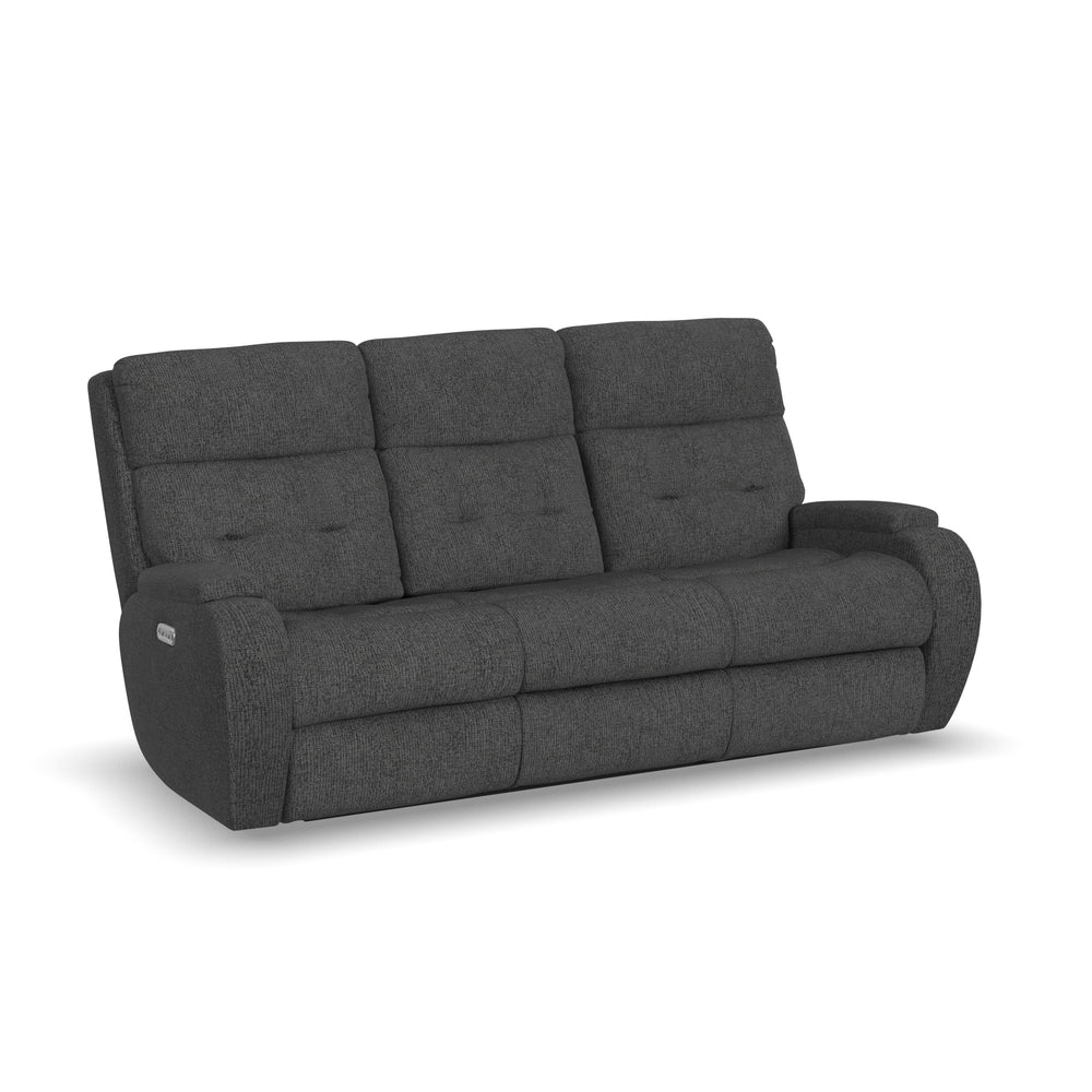 Strait Power Reclining Sofa With Power Headrests Gray