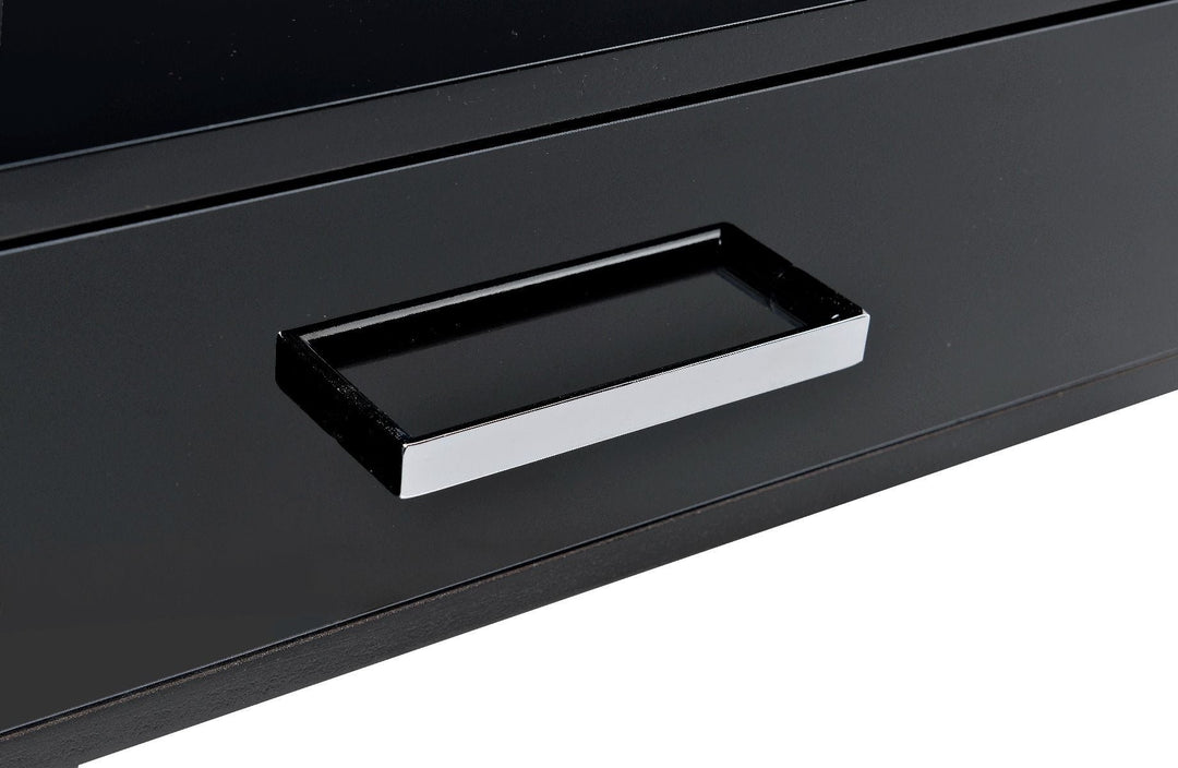 Coleen - Writing Desk With USB - Black High Gloss & Chrome